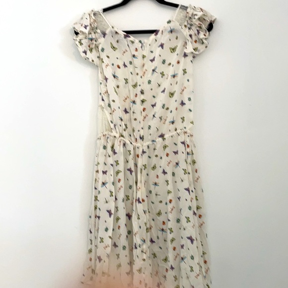 The Kooples silk dress, white with butterflies, sz Small. - Picture 6 of 7